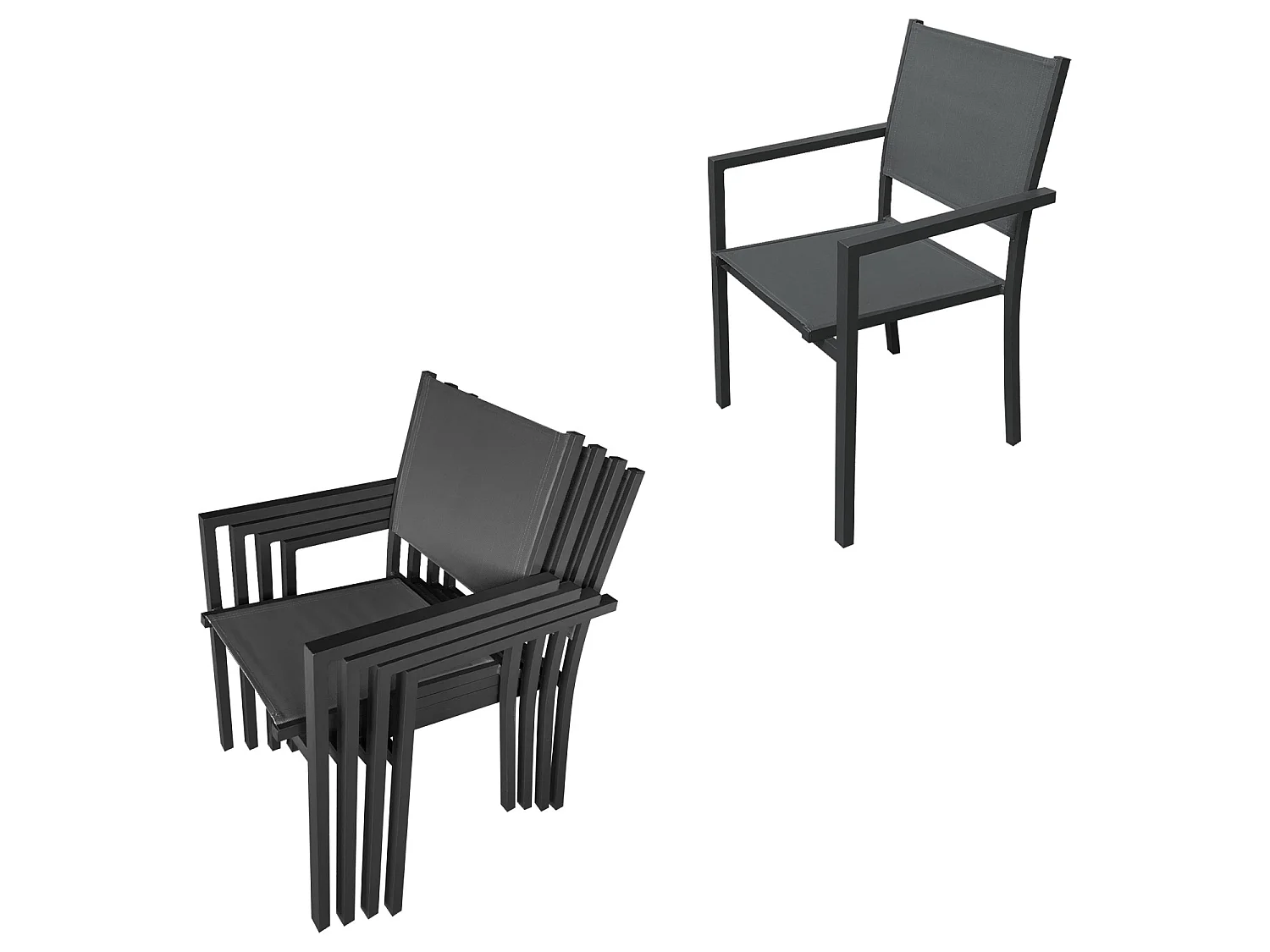 Salon de jardin LAMPEDUSA extensible en textilène gris 8 places - aluminium anthracite