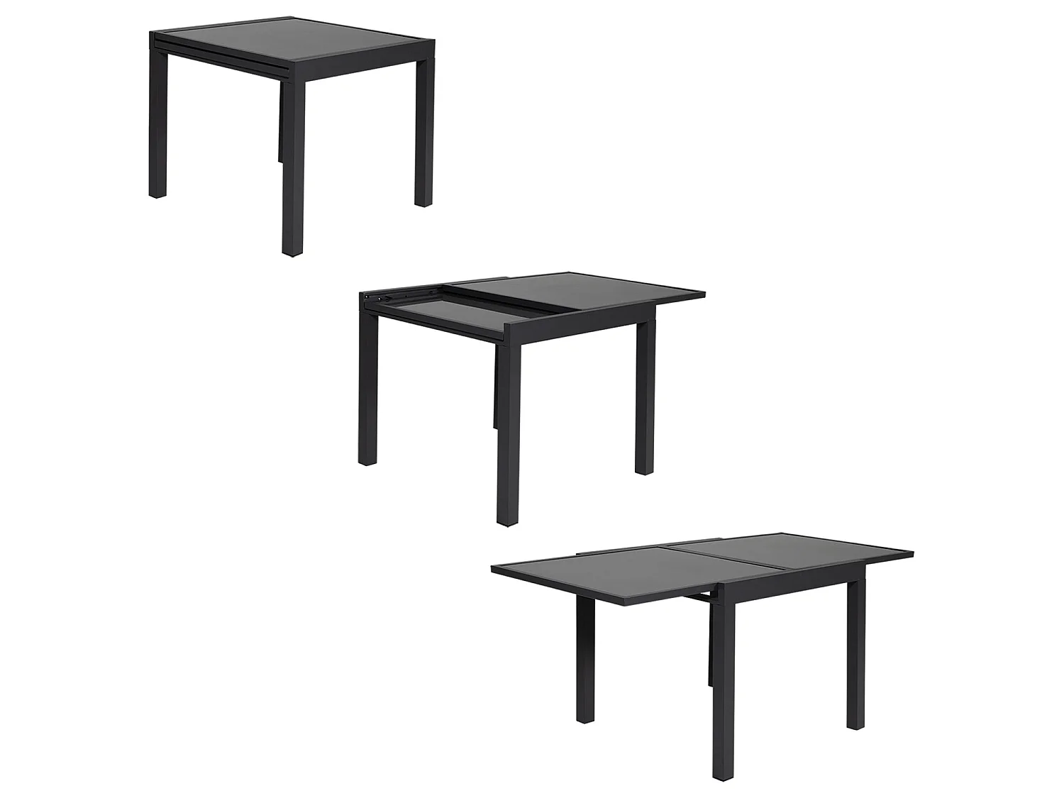 Salon de jardin LAMPEDUSA extensible en textilène gris 8 places - aluminium anthracite