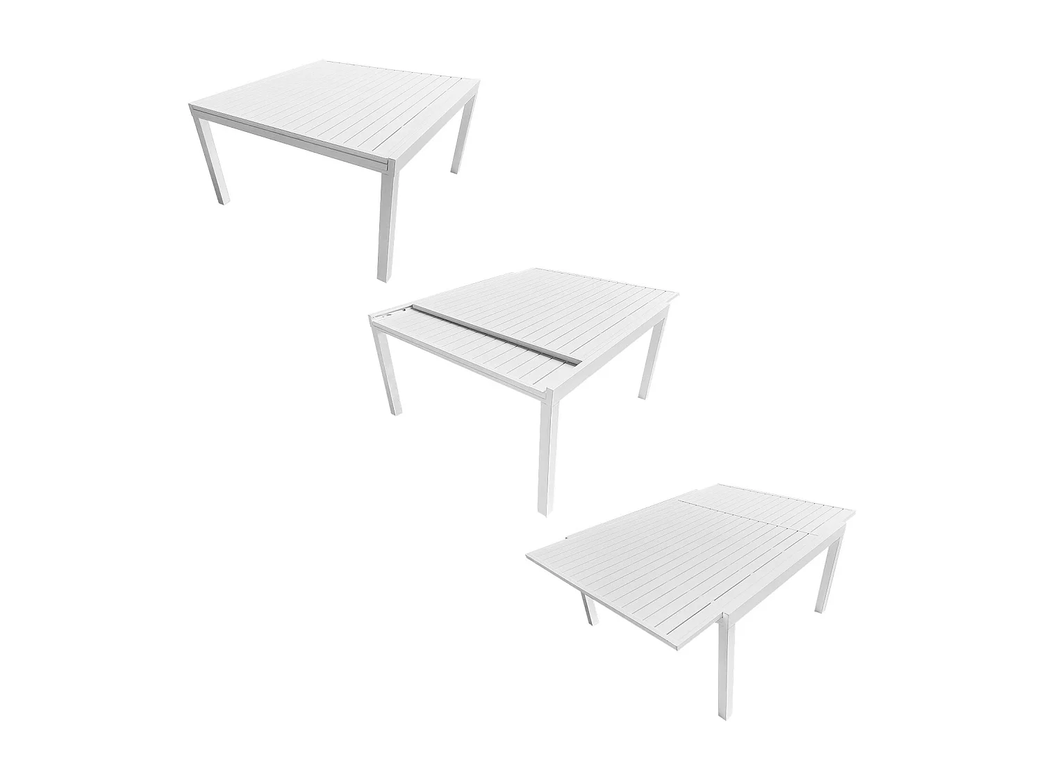 VENEZIA grijs textilene uittrekbare tuinset 140/200 - wit aluminium