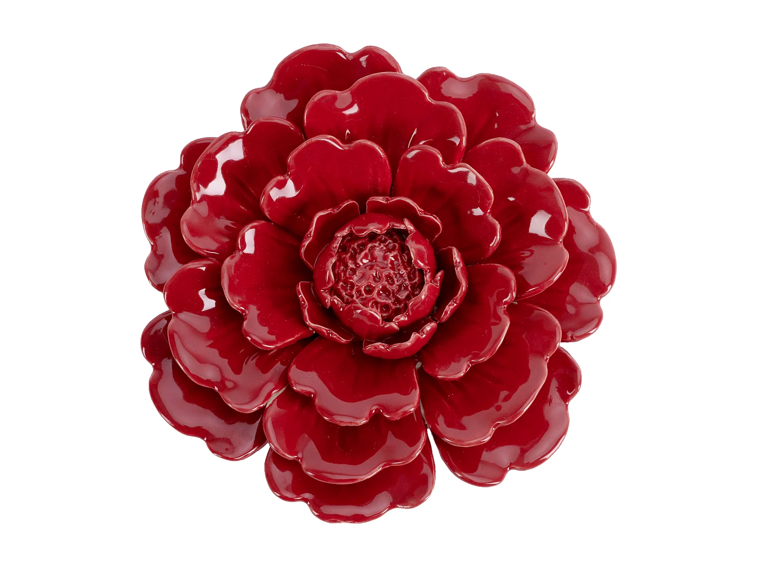 Déco murale fleur céramique rouge 17.2x17.2x4.7cm