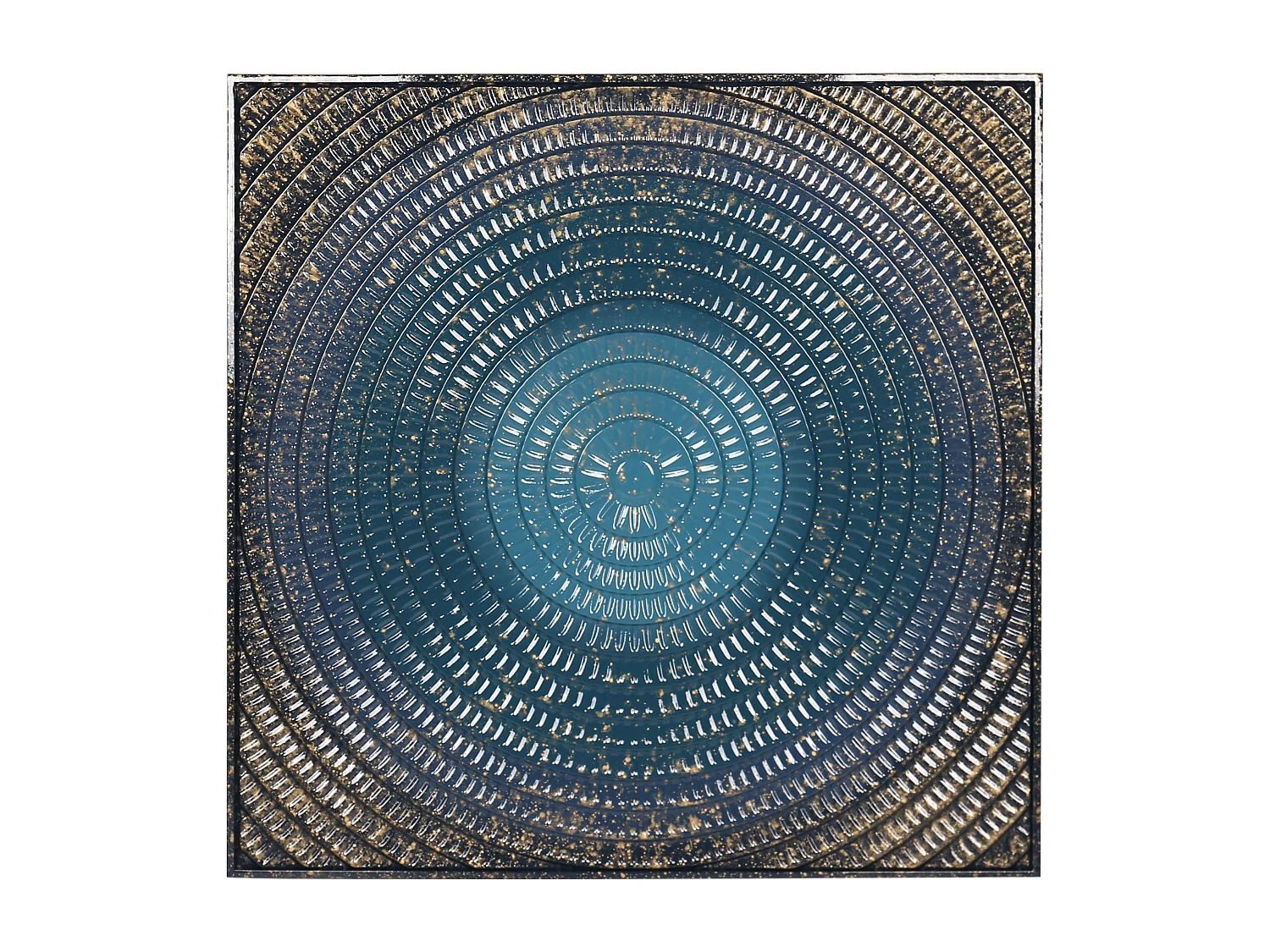 Plaque murale métal bleu et doré 99x4x99cm