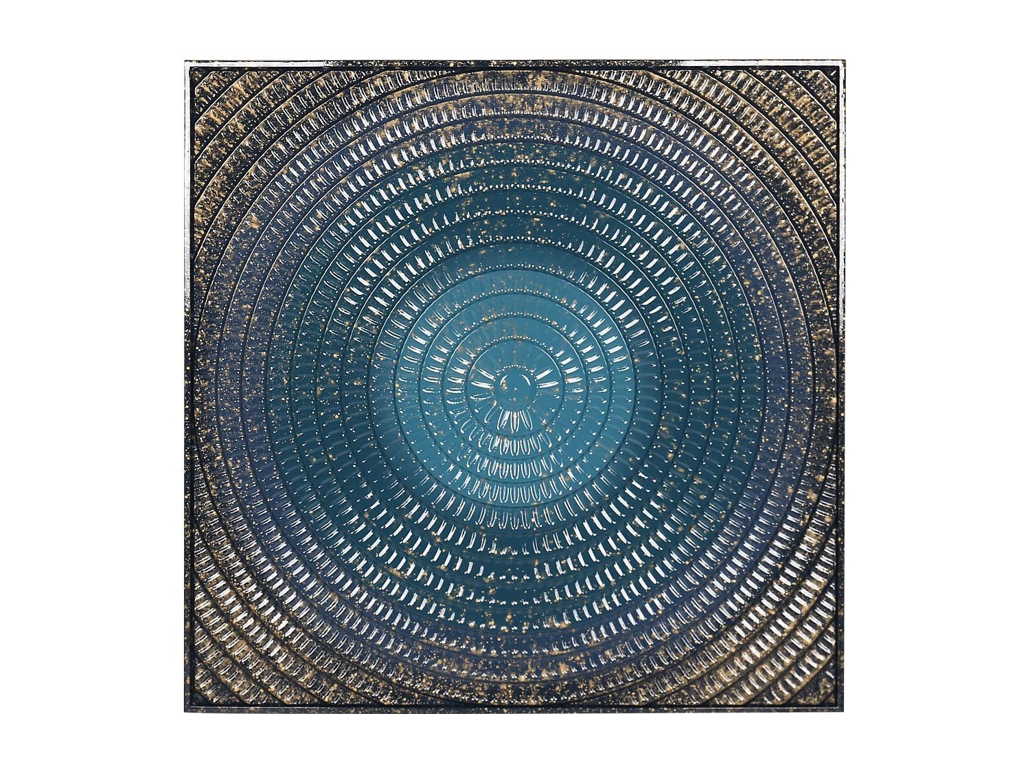 Plaque murale métal bleu et doré 99x4x99cm