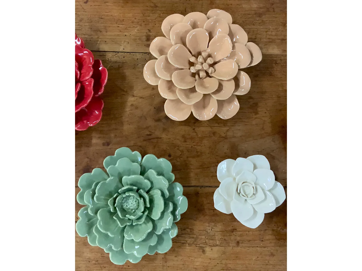 Déco murale fleur céramique beige 17x16.5x4.7cm