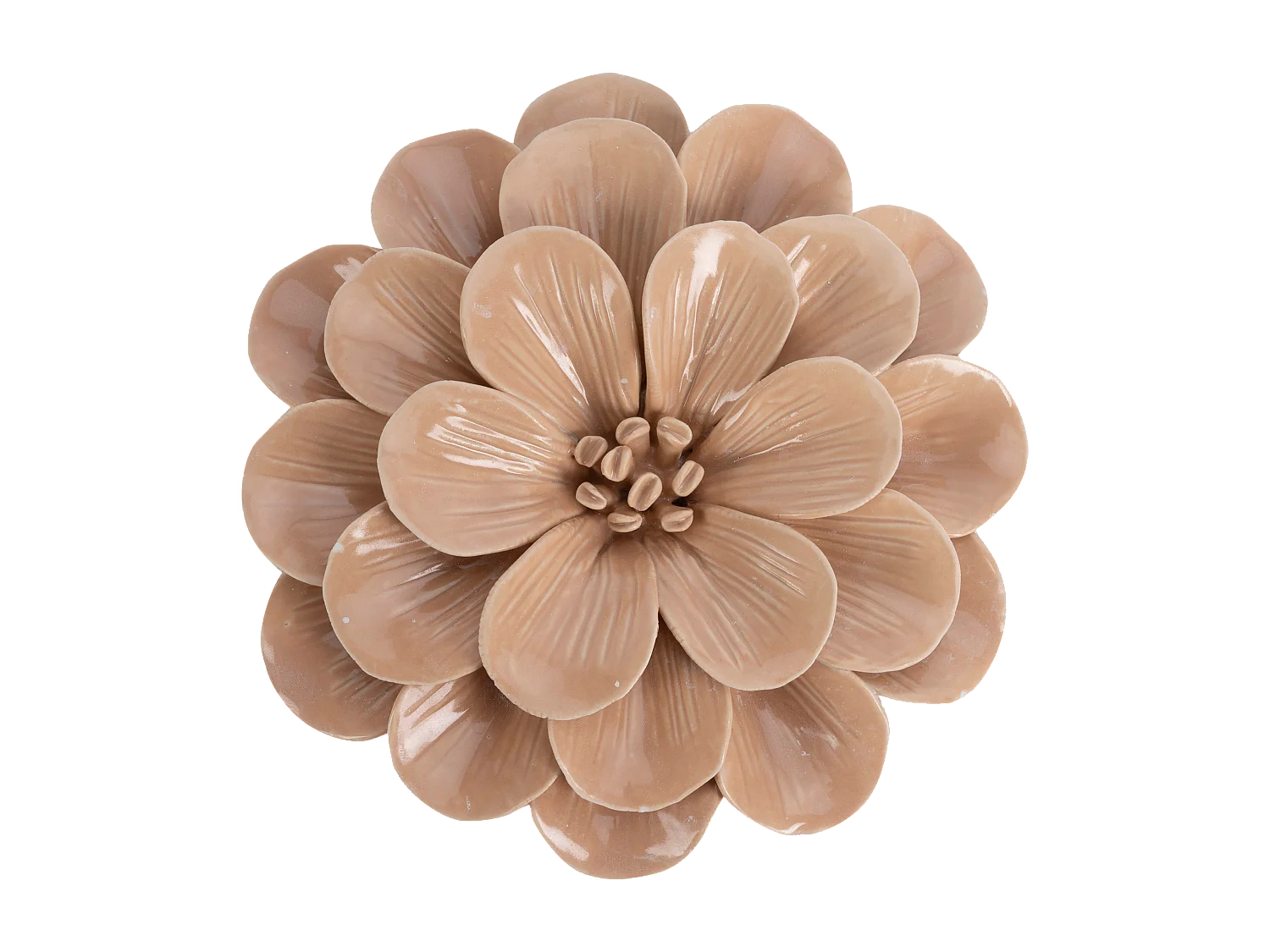 Déco murale fleur céramique beige 17x16.5x4.7cm