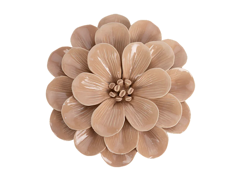 Déco murale fleur céramique beige 17x16.5x4.7cm