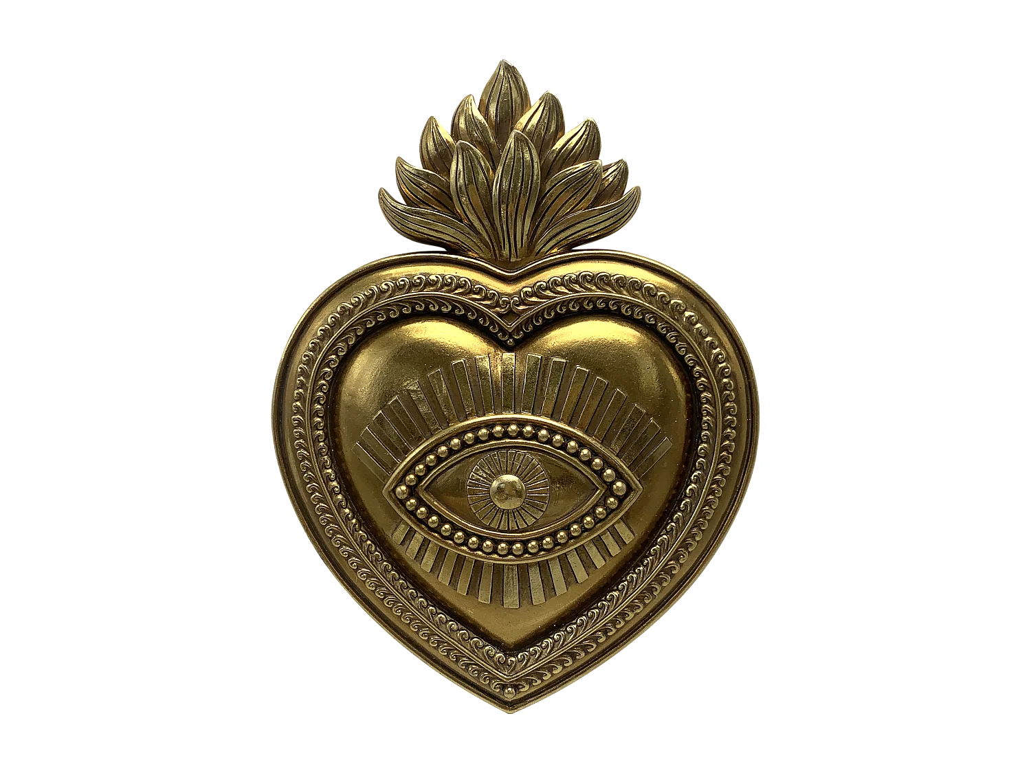 Déco murale coeur oeil ex voto 16.5x2x22cm