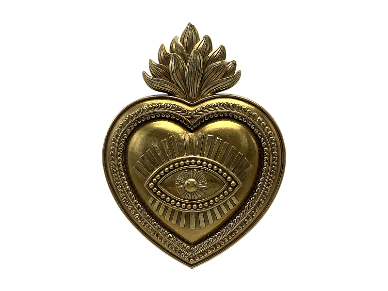 Déco murale coeur oeil ex voto 16.5x2x22cm