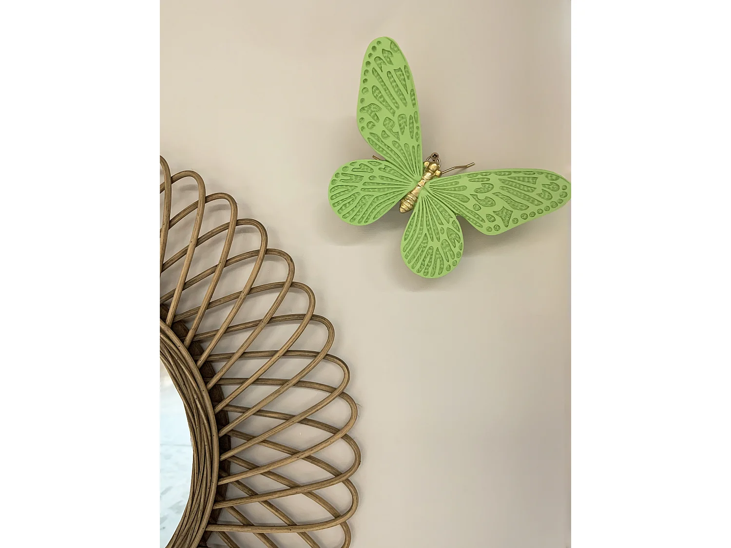 Déco murale papillon vert 18.4x12.5x6cm