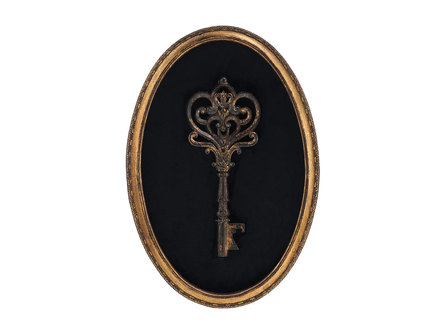 Déco murale clé velours noir et doré 21.4x31.2cm