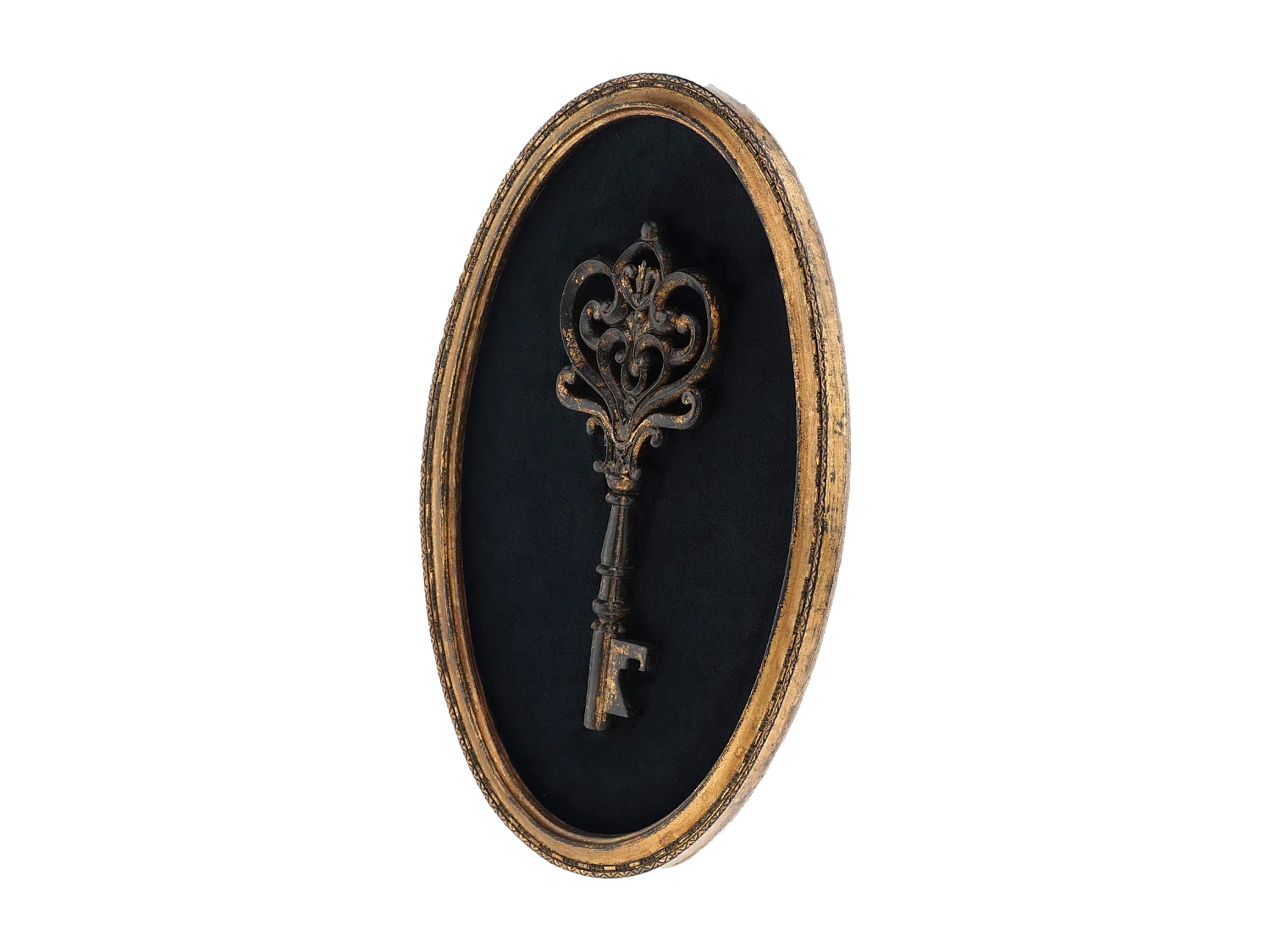 Déco murale clé velours noir et doré 21.4x31.2cm