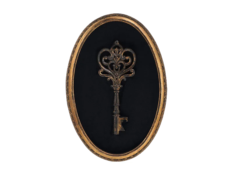 Déco murale clé velours noir et doré 21.4x31.2cm