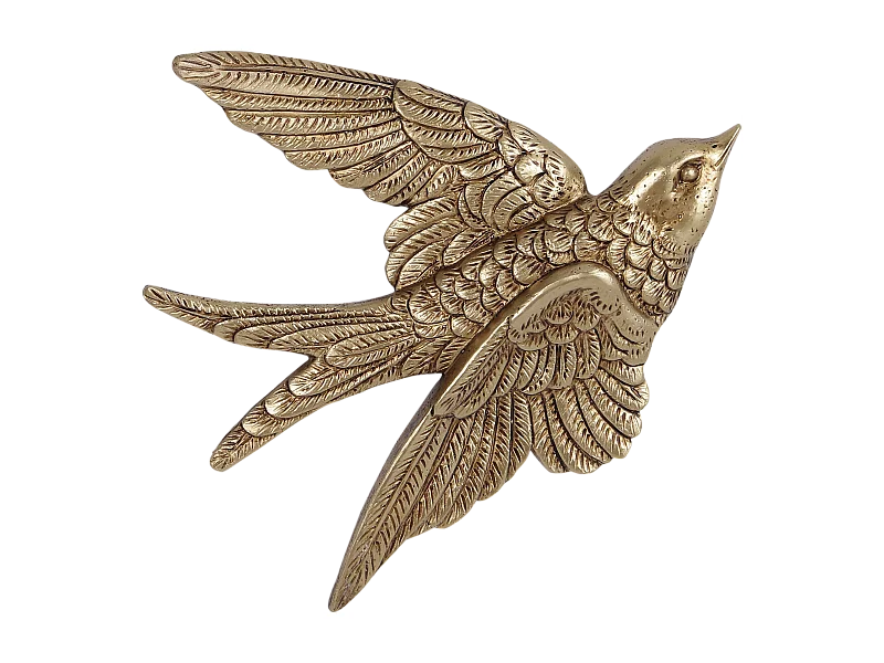 Déco murale oiseau doré 19,5x18,5cm