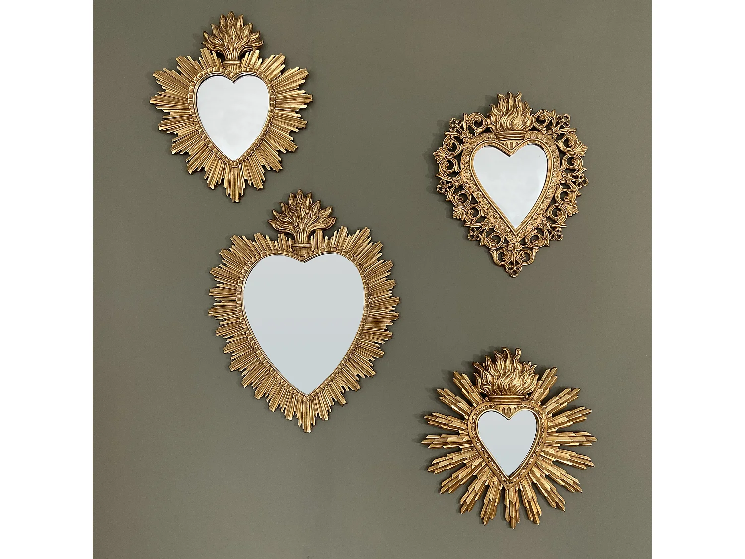 Déco miroir ex-voto coeur 24.8x29.8cm