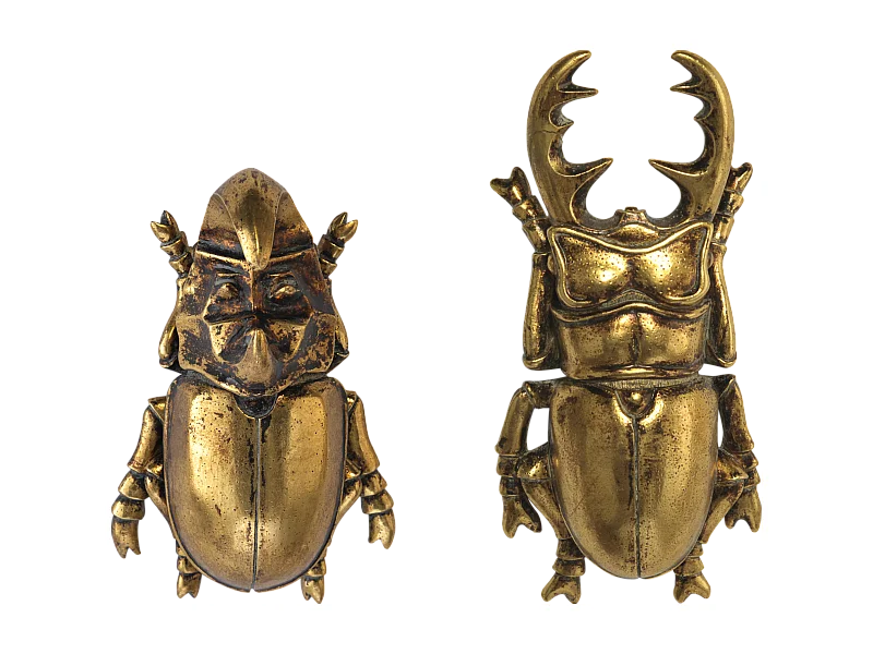 Lot de 2 déco murales scarabées dorés 21x10/21.5x13cm