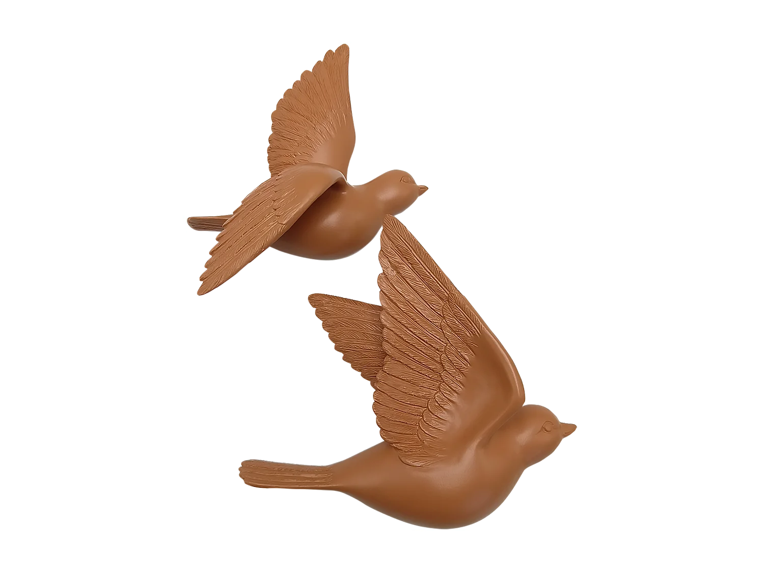 Lot de 2 déco murales oiseaux oranges 12,5x15cm