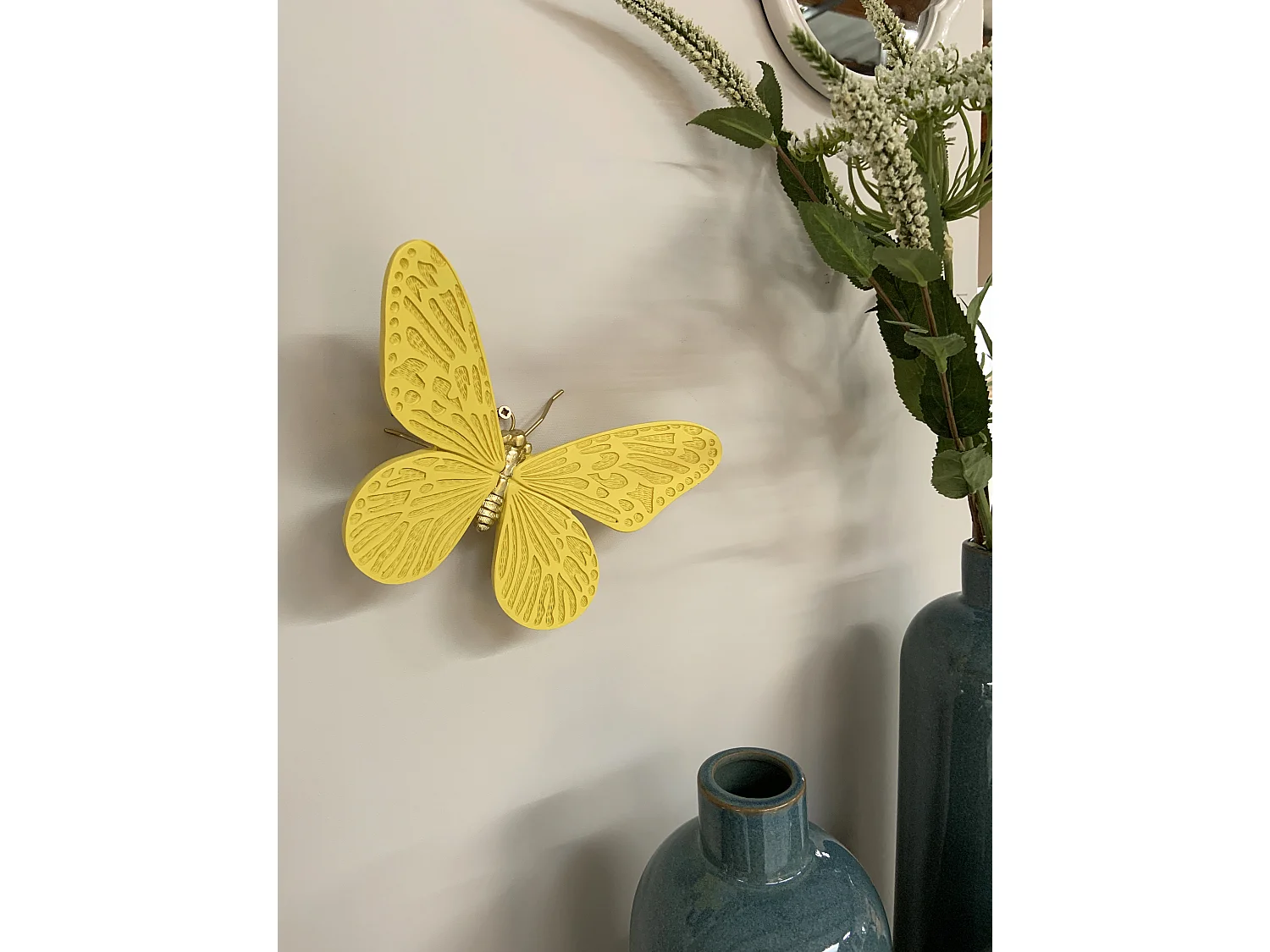 Déco murale papillon jaune 18.4x12.5x6cm