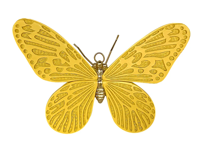 Déco murale papillon jaune 18.4x12.5x6cm