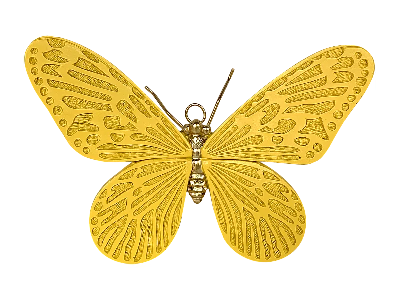 Déco murale papillon jaune 18.4x12.5x6cm
