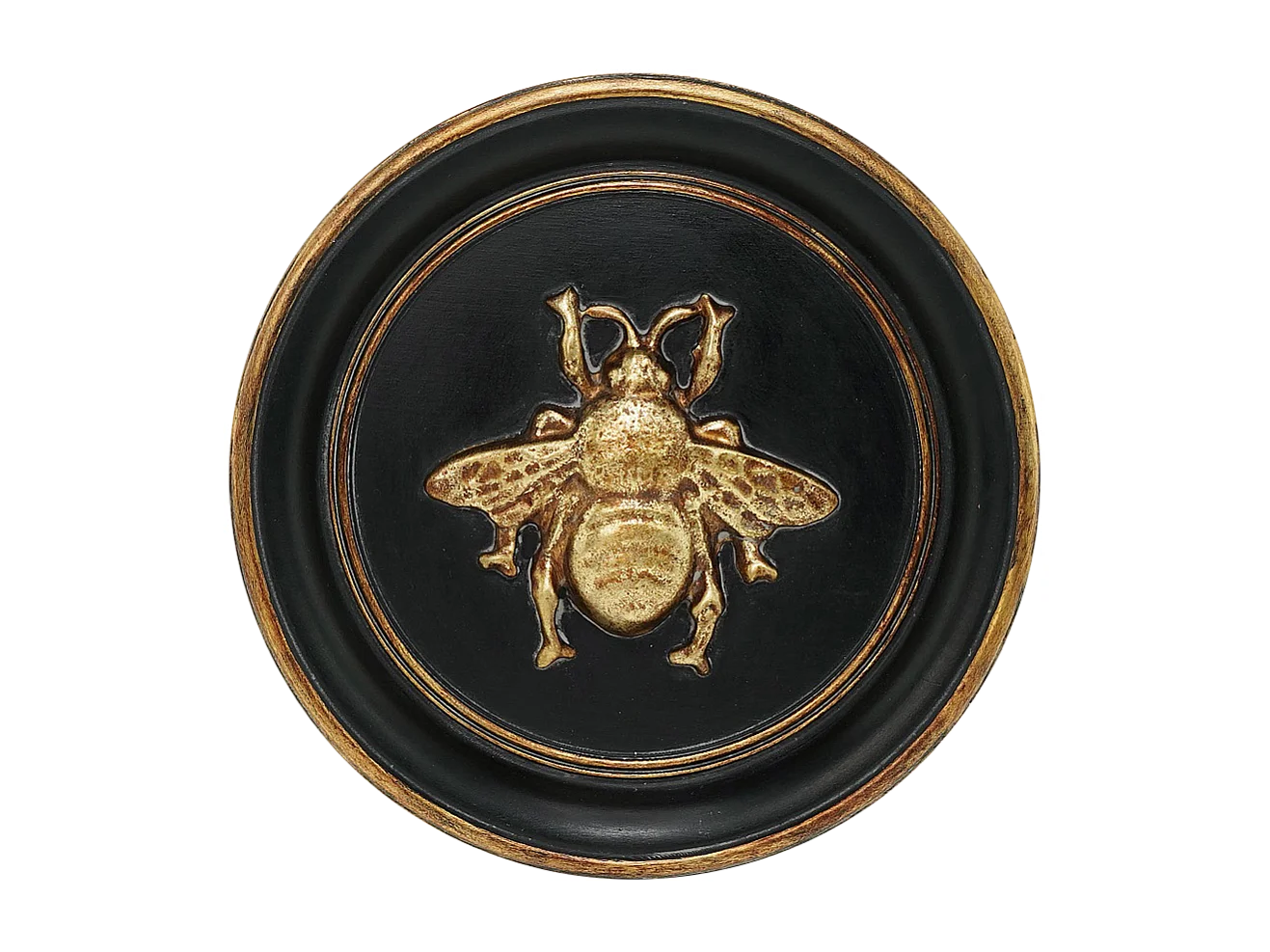 Déco murale ronde abeille noir et doré 20cm