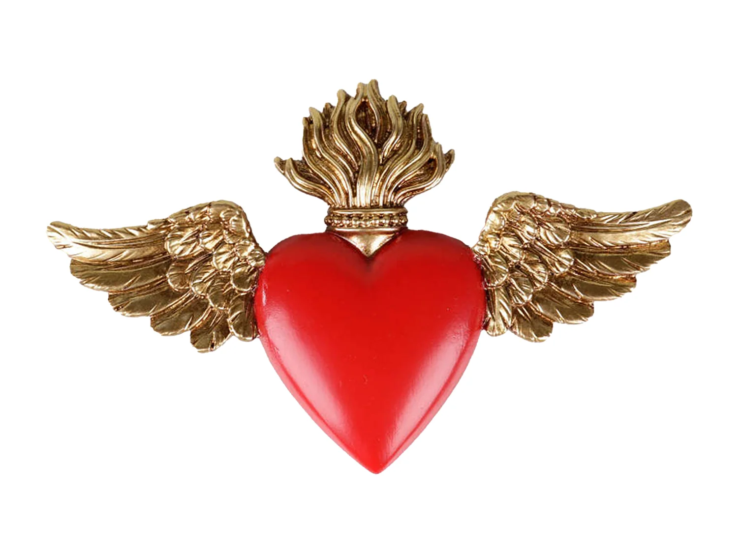 Déco murale ex-voto ailes rouge et doré 12x7.5cm