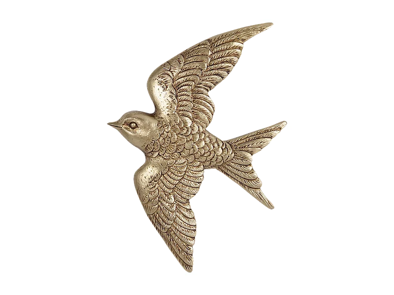 Déco murale oiseau doré 16,5x24,5cm