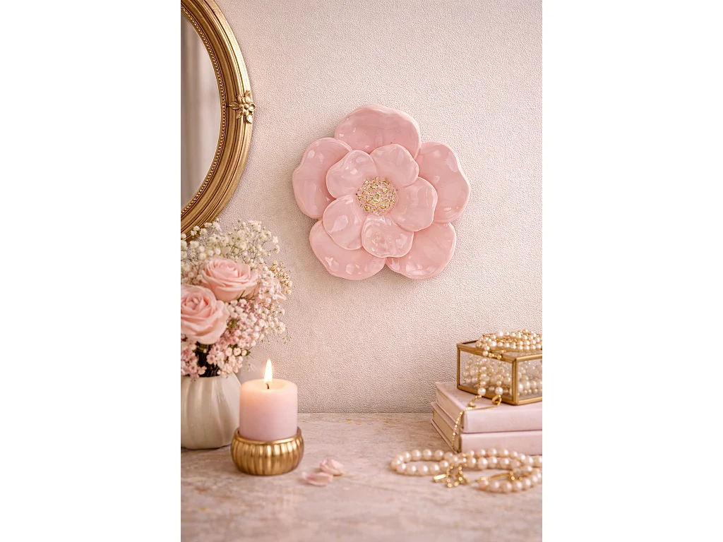 Déco murale fleur rose 15cm