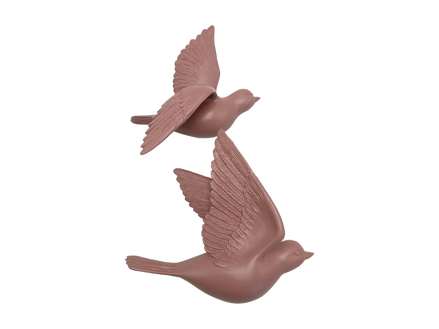 Lot de 2 déco murales oiseaux roses 12,5x15cm