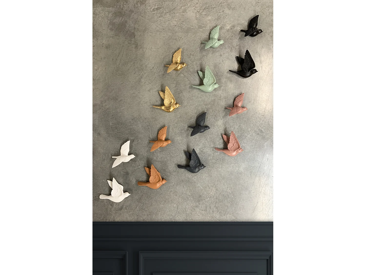 Lot de 2 déco murales oiseaux roses 12,5x15cm