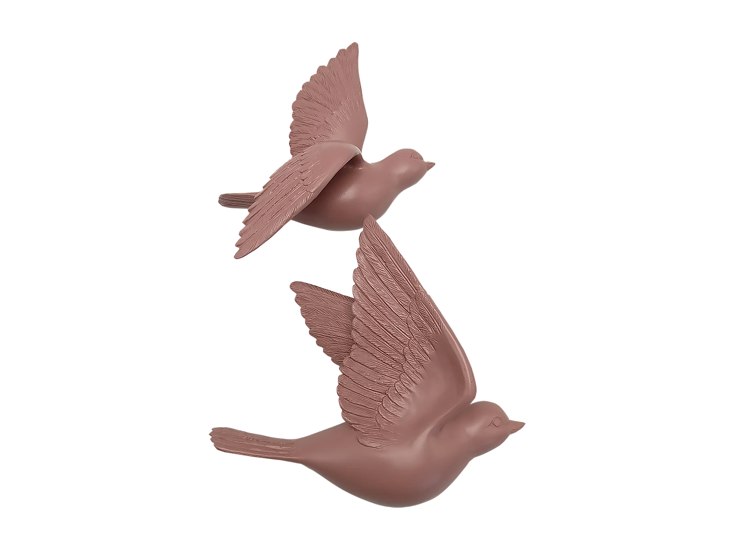 Lot de 2 déco murales oiseaux roses 12,5x15cm