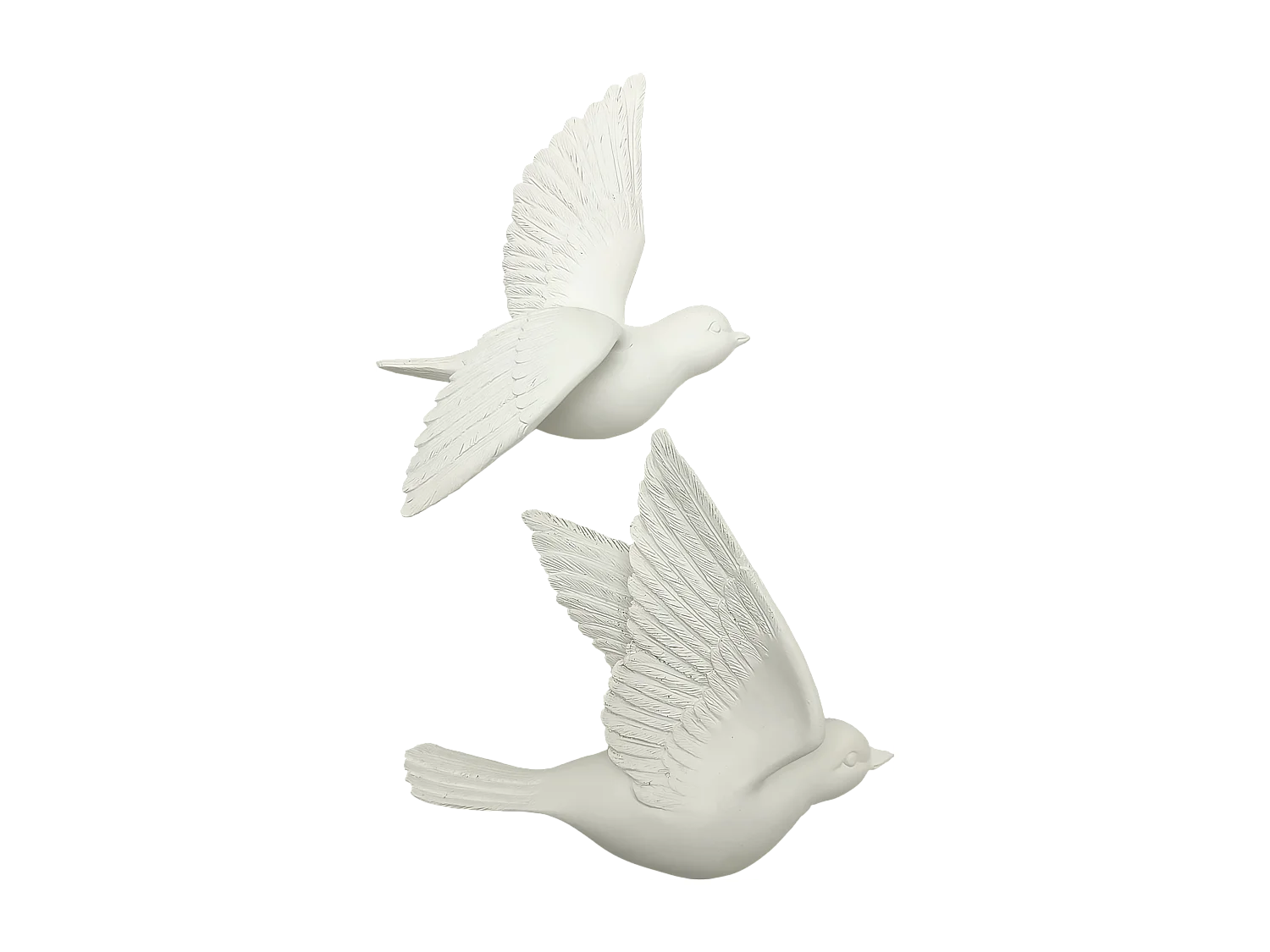Lot de 2 déco murales oiseaux blancs 12,5x15cm