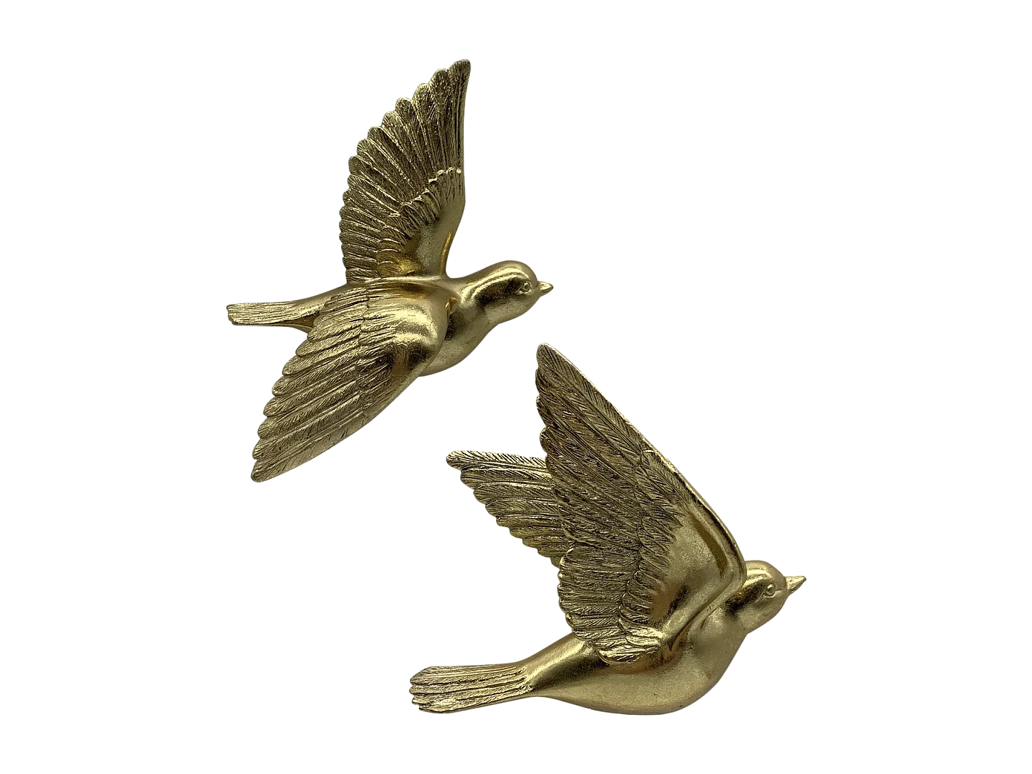Lot de 2 déco murales oiseaux dorés 12,5x15cm