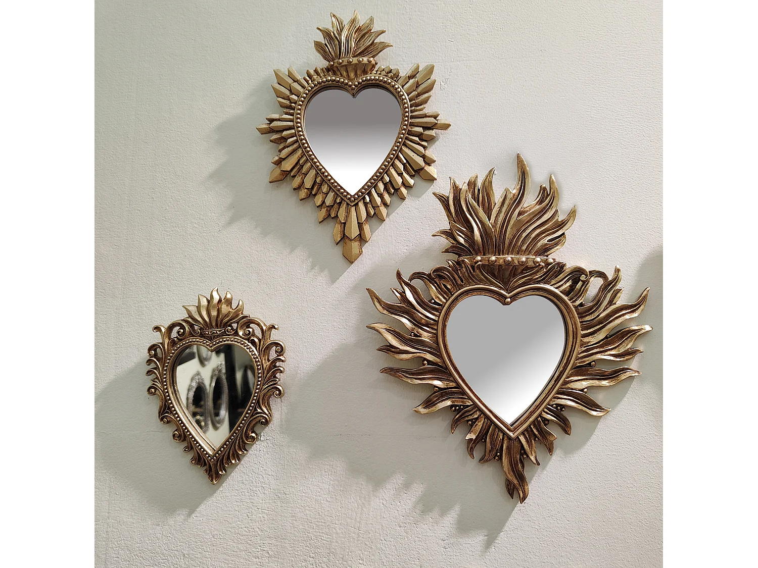 Déco murale ex-voto doré miroir 16x21cm