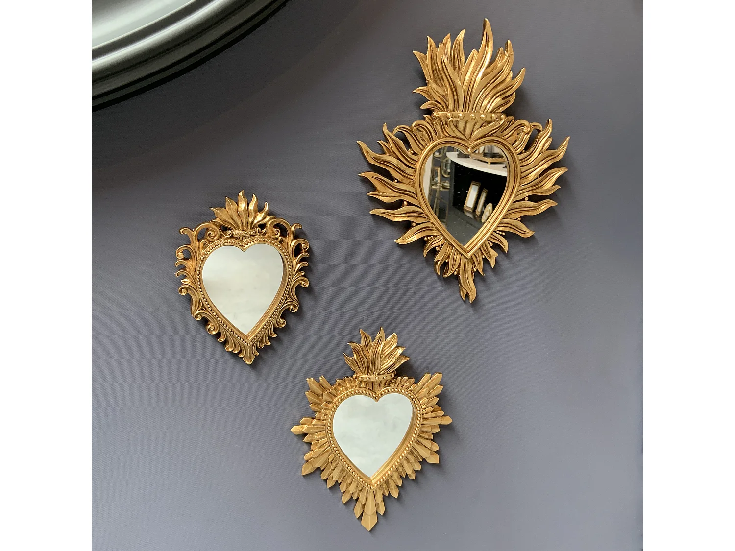 Déco murale ex-voto doré miroir 16x21cm