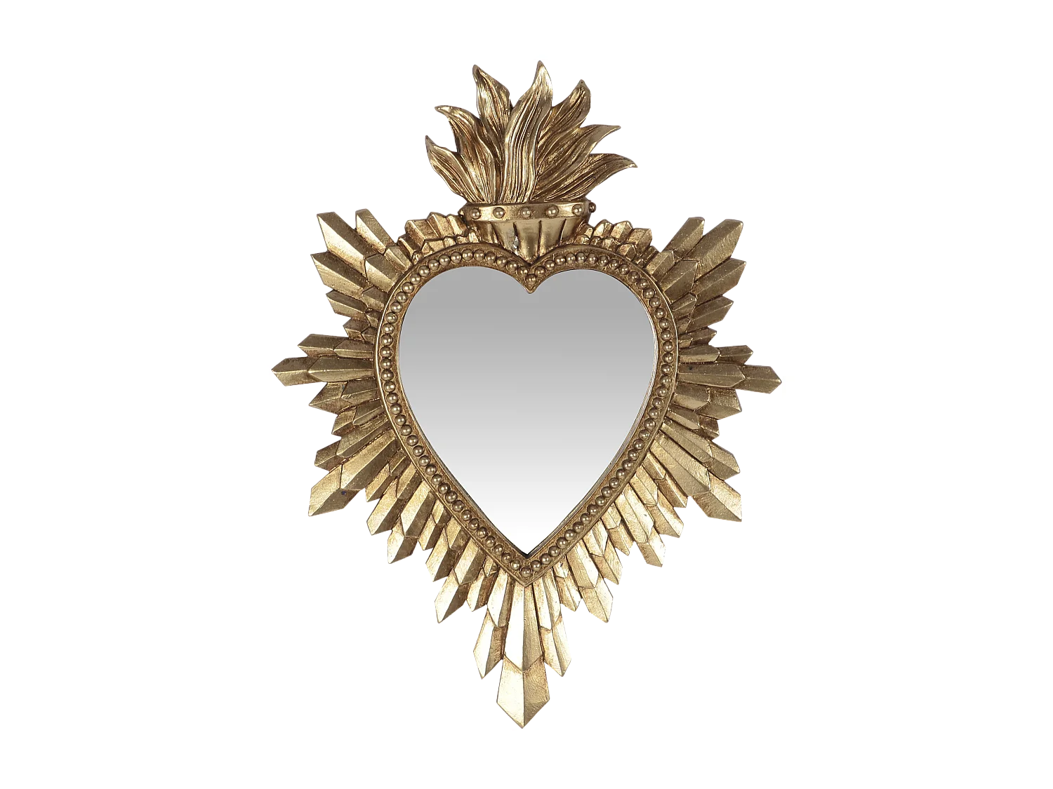 Déco murale ex-voto doré miroir 16x21cm