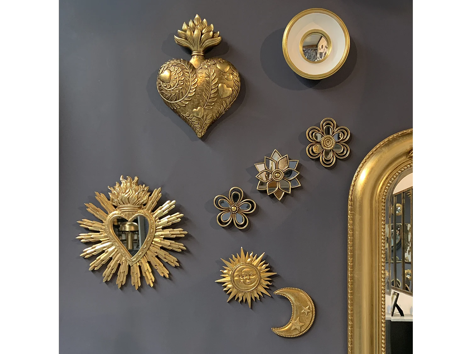 Déco murale fleur miroir diam 10cm