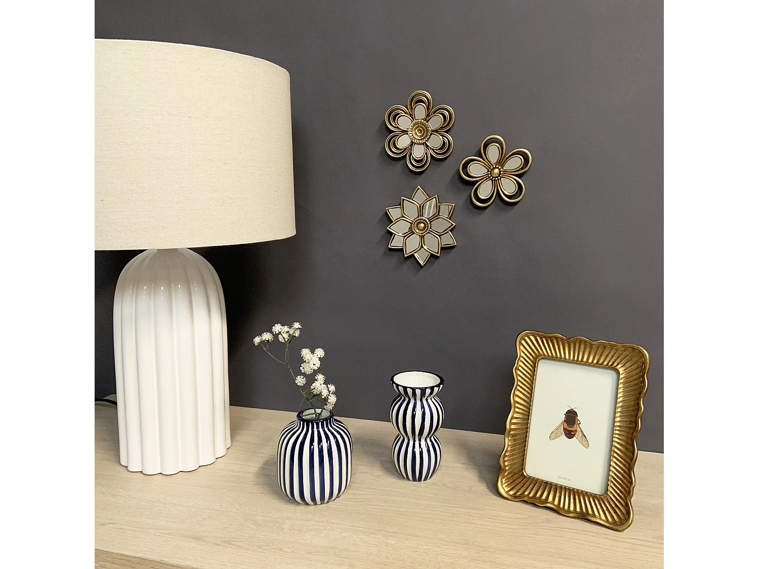 Déco murale fleur miroir diam 10cm