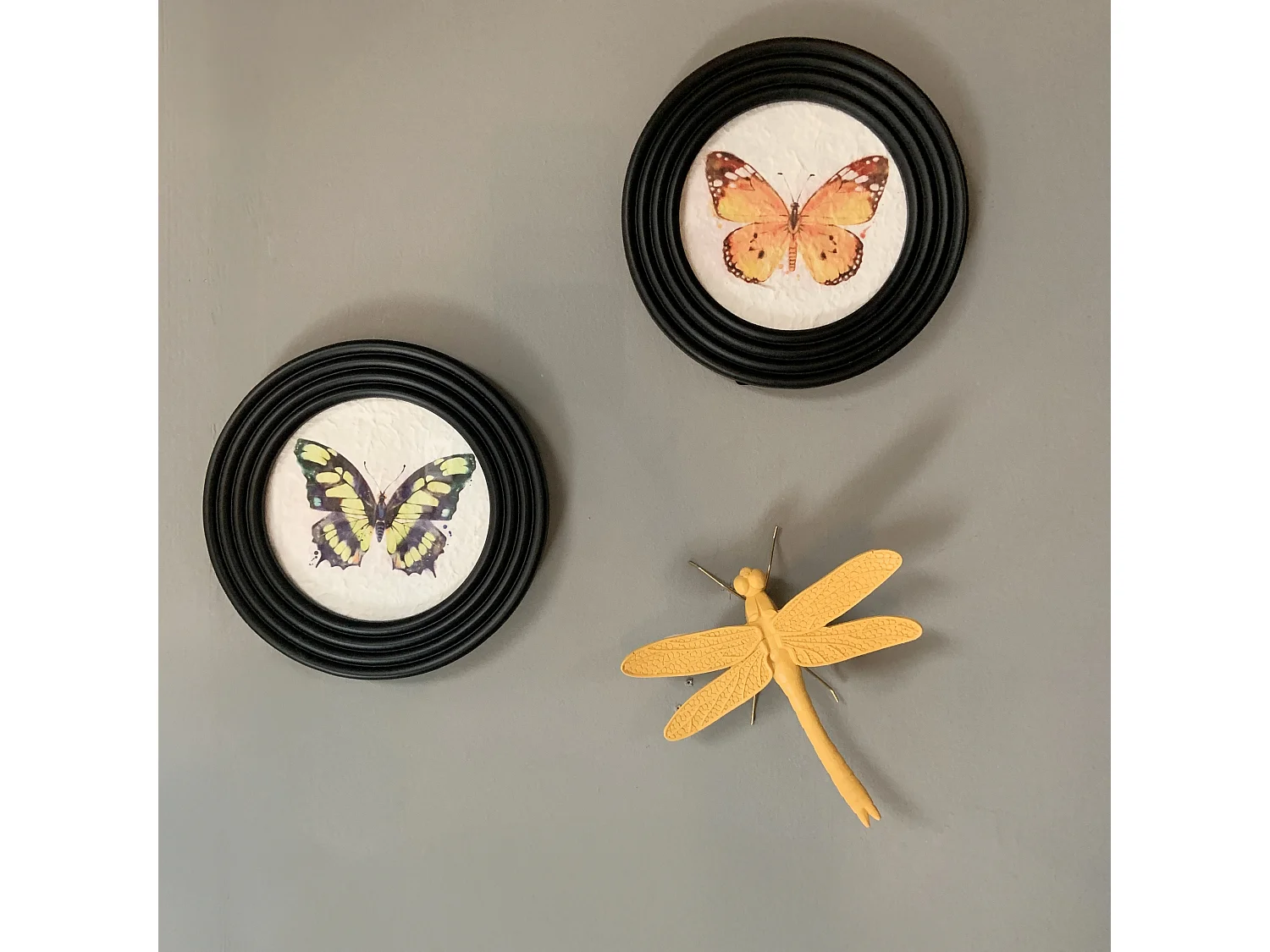 Déco murale libellule jaune 19.8x18.3x6cm