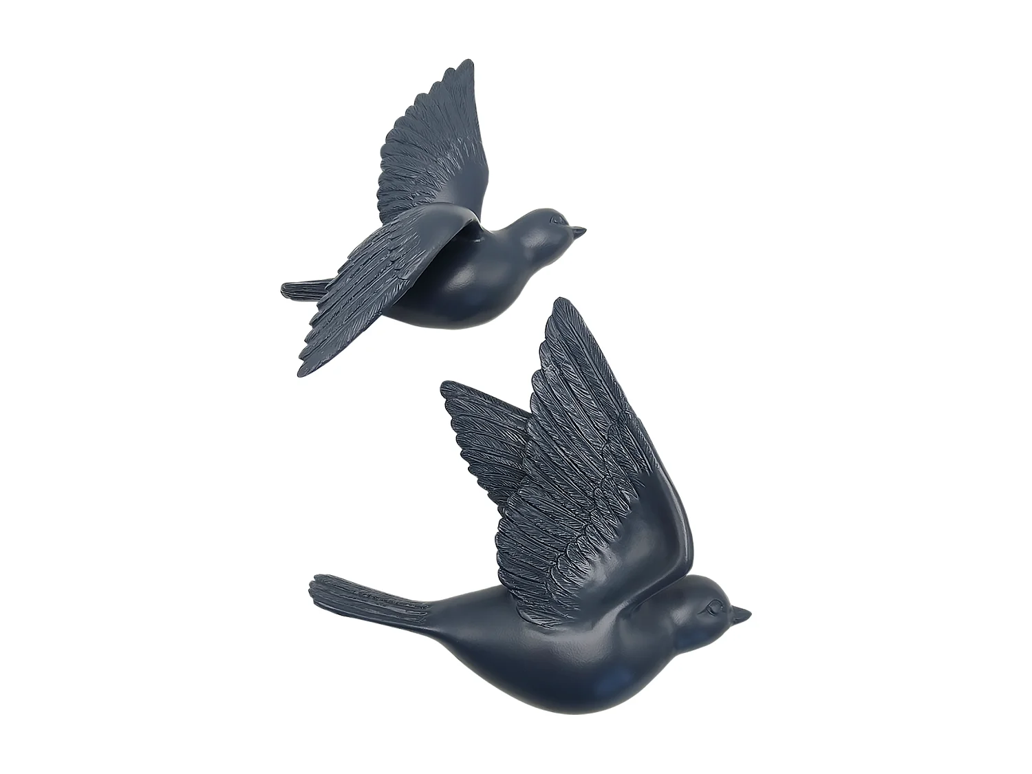 Lot de 2 déco murales oiseaux bleus 12,5x15cm