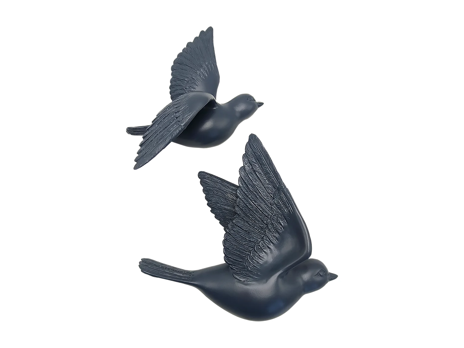 Lot de 2 déco murales oiseaux bleus 12,5x15cm
