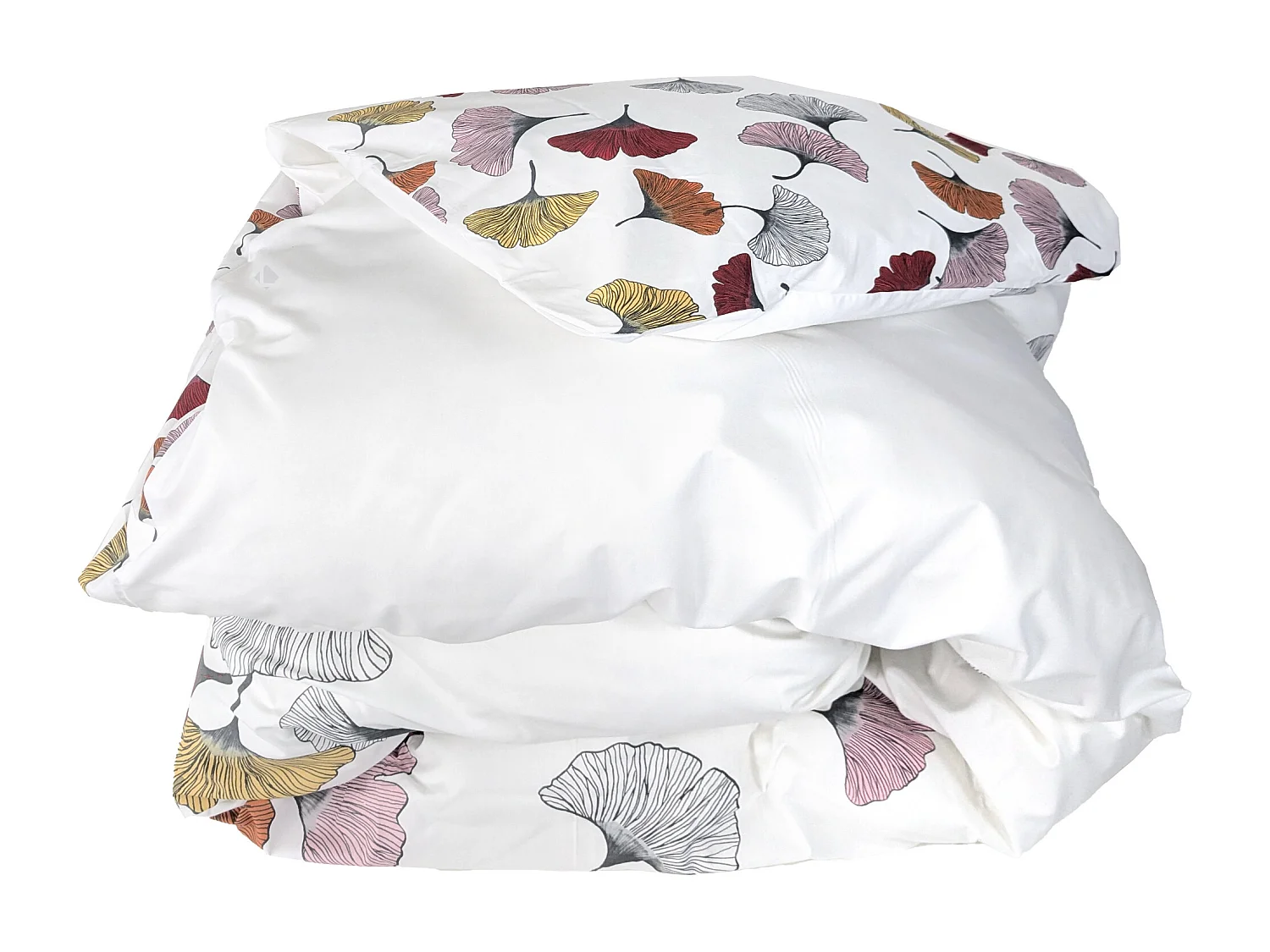 Housse de couette 140x200 cm Percale pur coton GINKGO Rose
