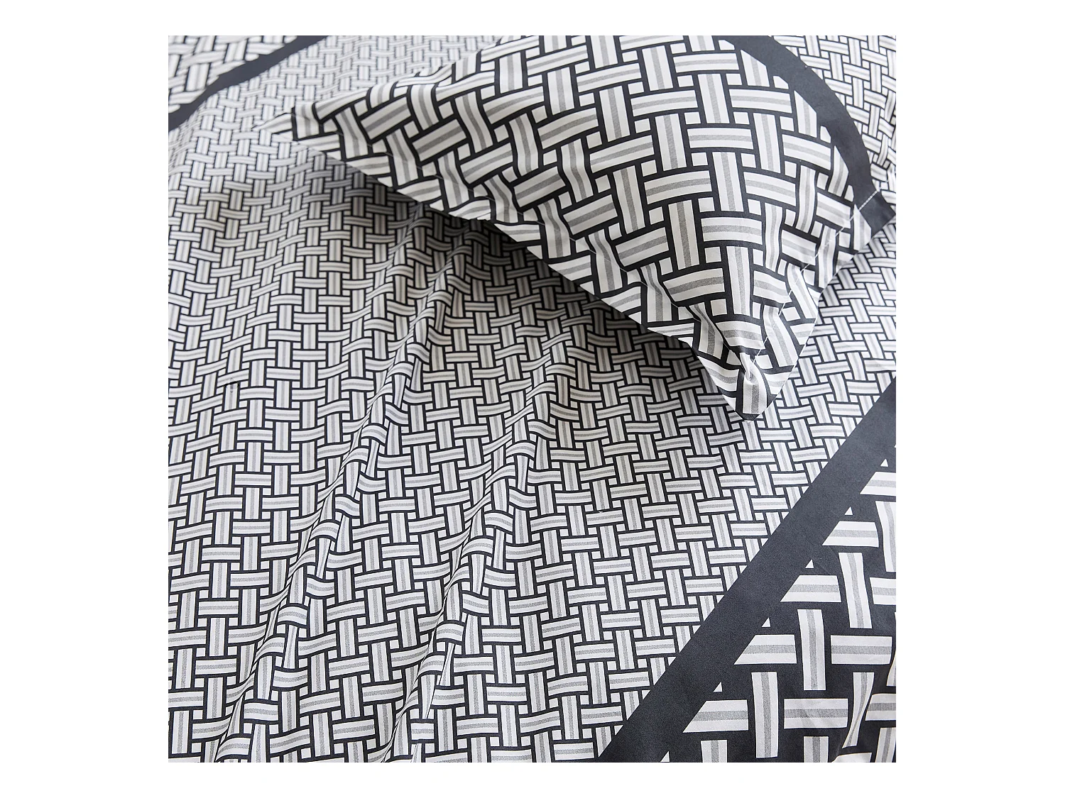 Housse de couette 140x200 cm percale coton RIVIERA noir Réglisse