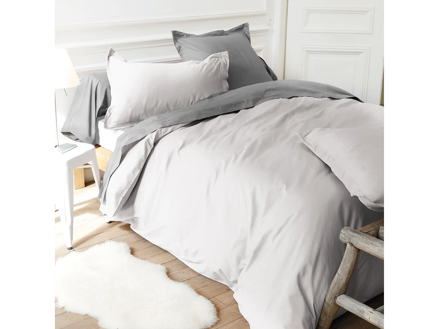 Housse de couette uni 240x220 cm coton ALTO Calcium