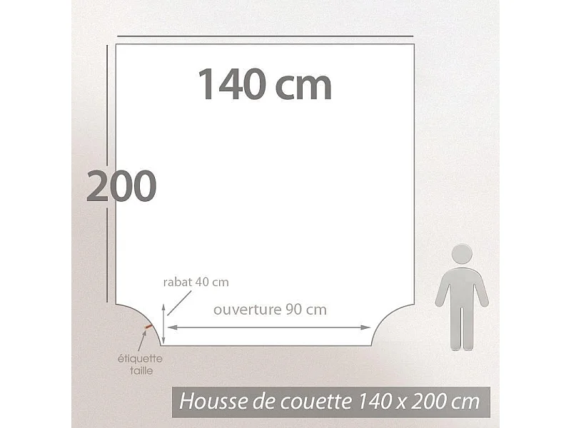 Housse de couette uni 140x200 cm pur percale PRIMO Blanc