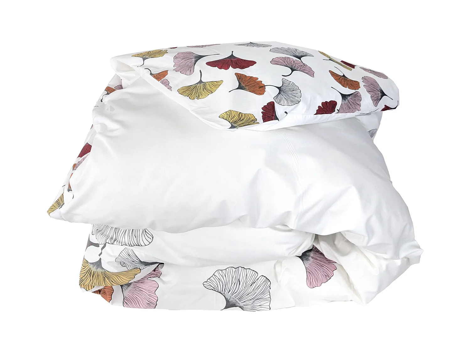 Housse de couette 200x200 cm Percale pur coton GINKGO Rose