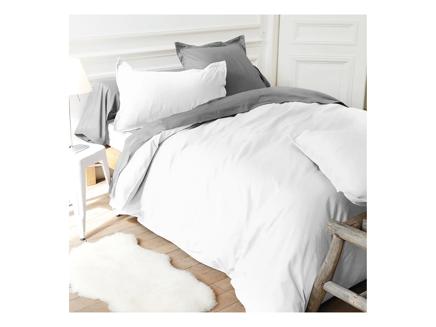 Housse de couette uni 260x240 cm coton ALTO Blanc