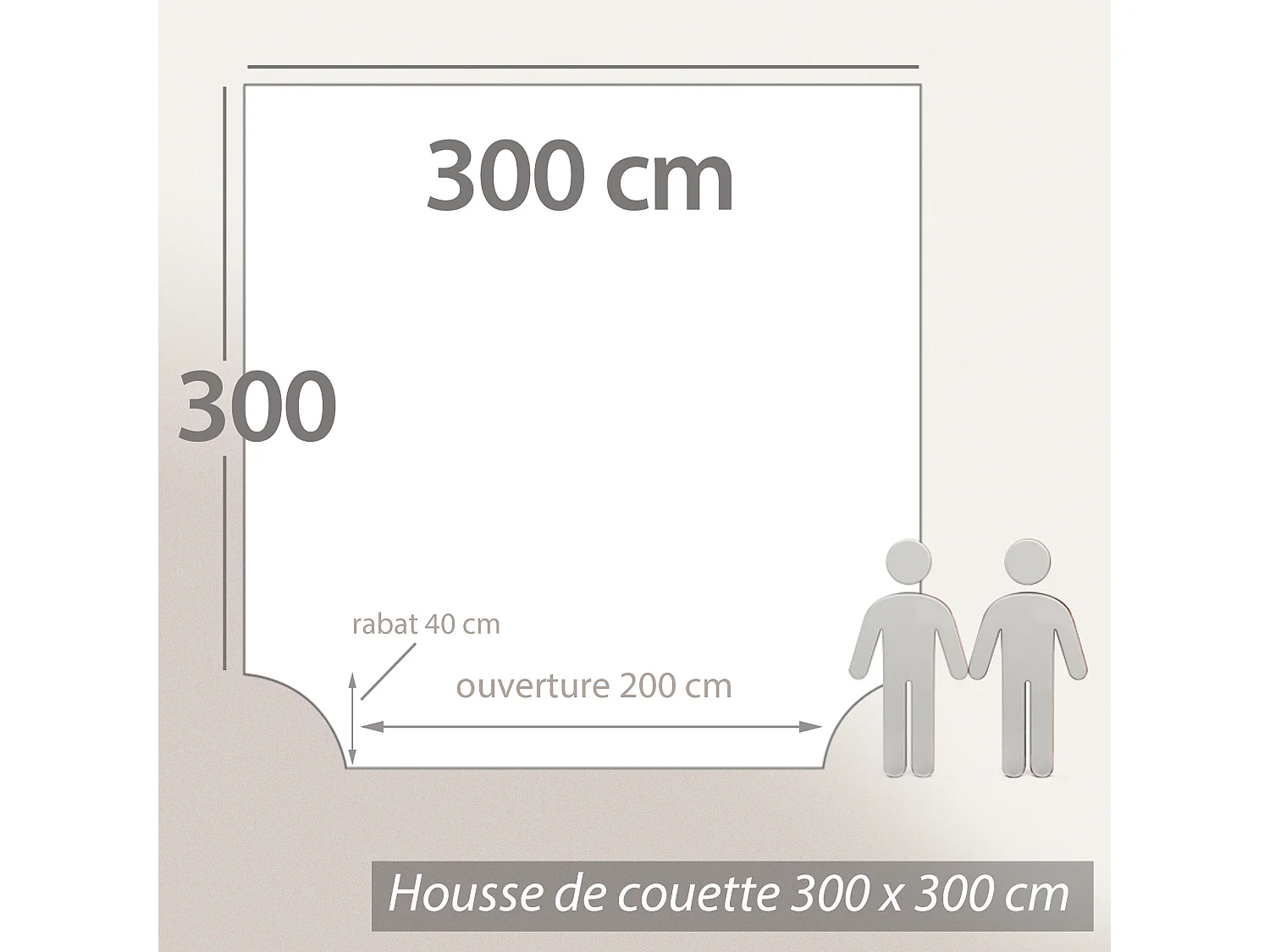 Housse de couette uni 300x300 cm pur percale PRIMO Blanc