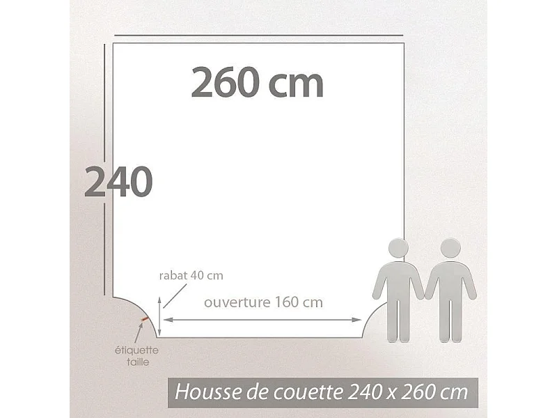 Housse de couette uni 240x260 cm pur percale PRIMO Blanc