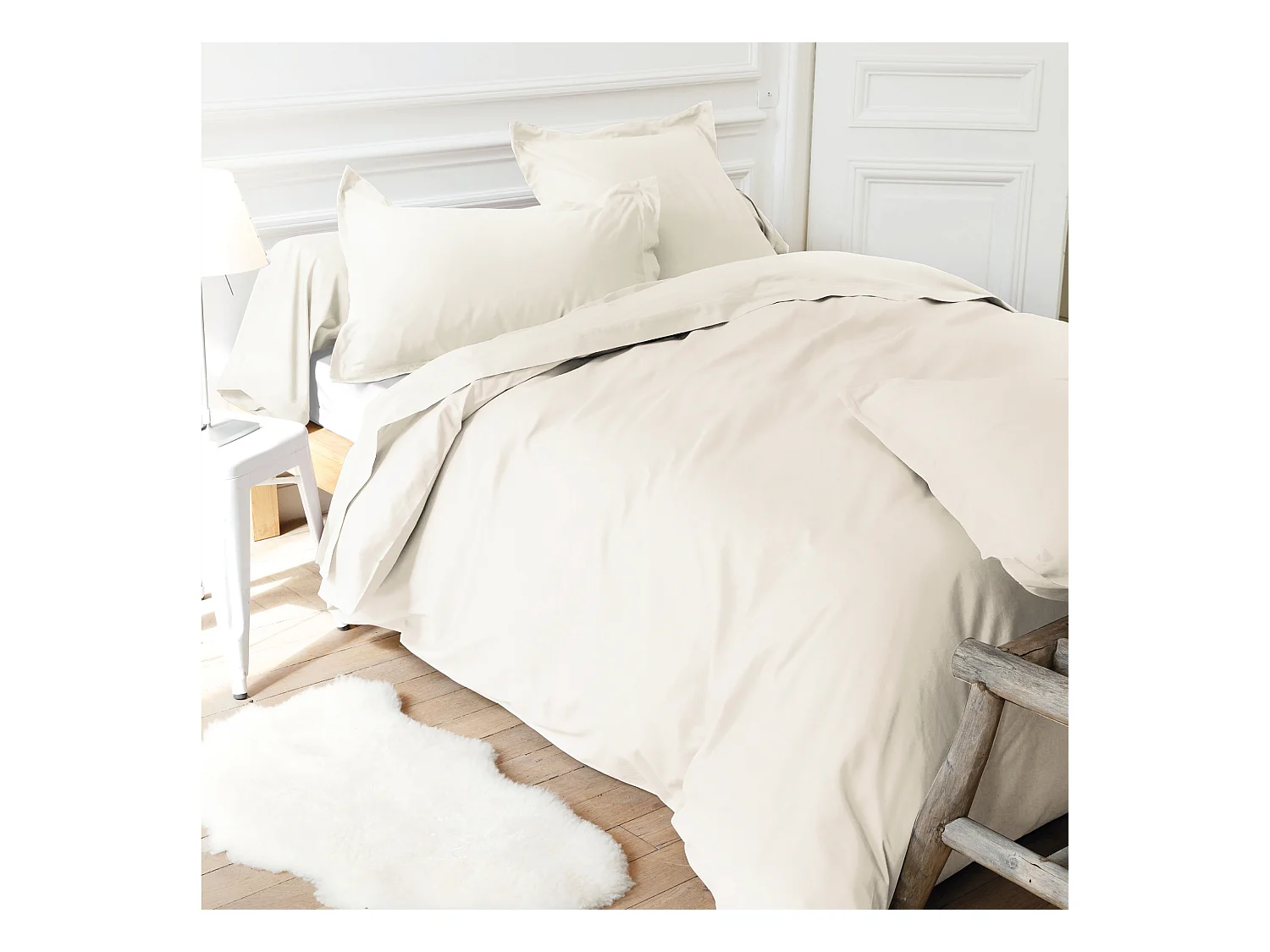 Housse de couette uni 200x200 cm coton ALTO Crème