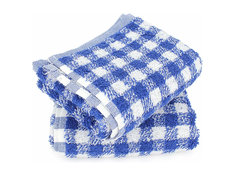 Lot de 2 torchons de cuisine éponge 50x50 cm SQUARES VICHY bleu Ultramar