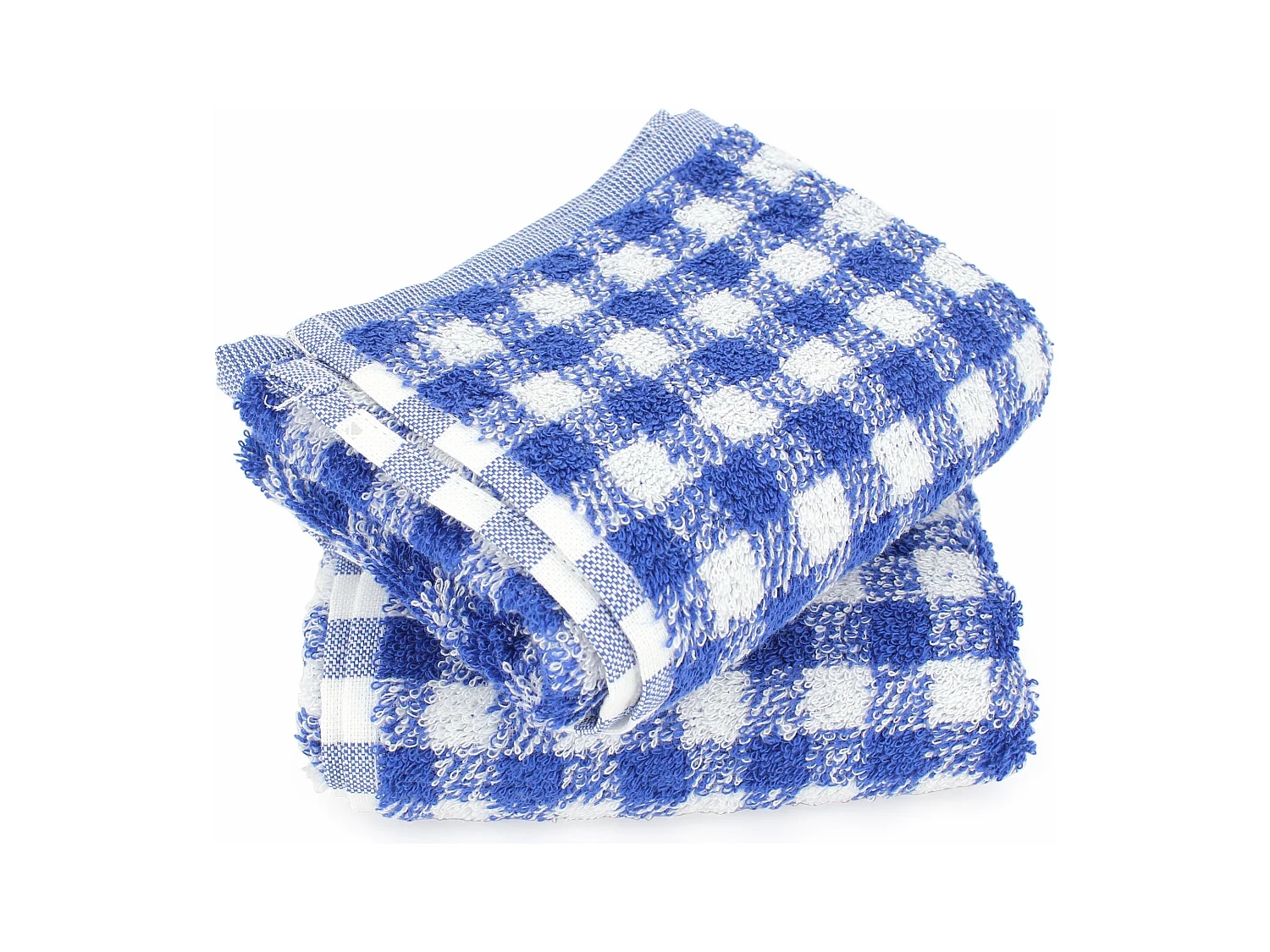 Lot de 2 torchons de cuisine éponge 50x50 cm SQUARES VICHY bleu Ultramar